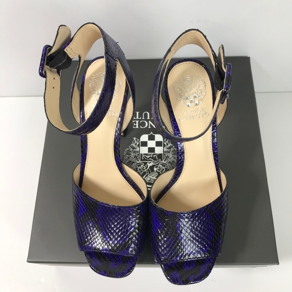 New Vince Camuto womens platform heels size 10 snakeskin leather ankle strap - Picture 3 of 7